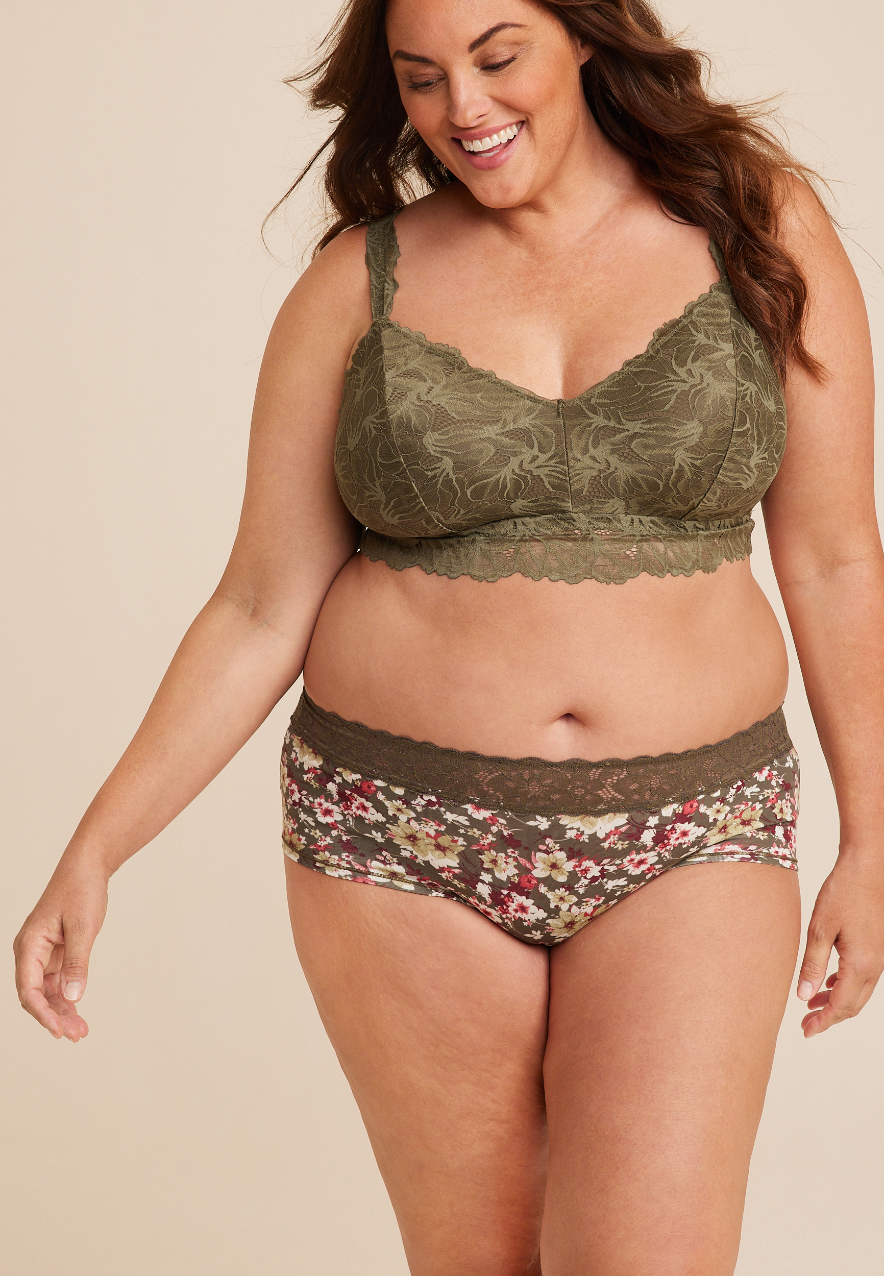 Simply Comfy Wide Lace Trim Floral Boybrief Cotton Panty, C1829, large