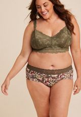 Simply Comfy Wide Lace Trim Floral Boybrief Cotton Panty, C1829, small
