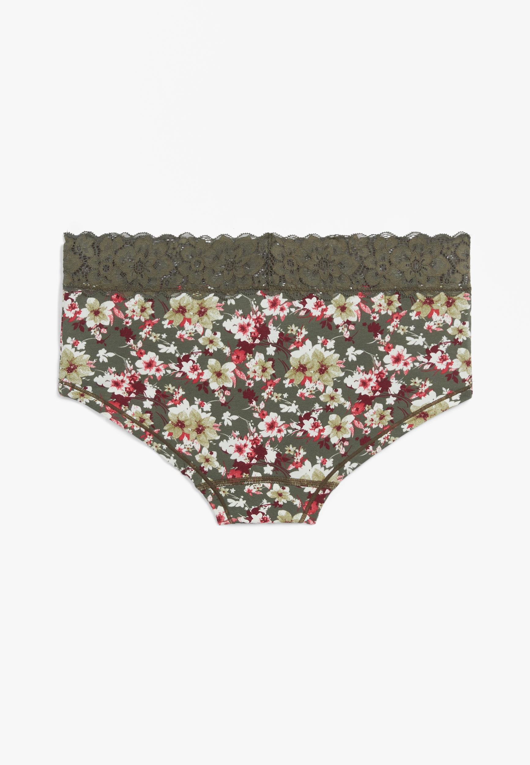 Simply Comfy Wide Lace Trim Floral Boybrief Cotton Panty, C1829, large