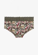 Simply Comfy Wide Lace Trim Floral Boybrief Cotton Panty, C1829, small