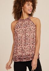 Ikat Animal Print Swing Tank Top, MULTI, small