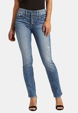 Silver Jeans Co.&reg; Suki Straight Curvy Mid Rise Button Fly Jean, C3337, small