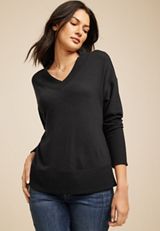 Haven V Neck Top, BLACK, small