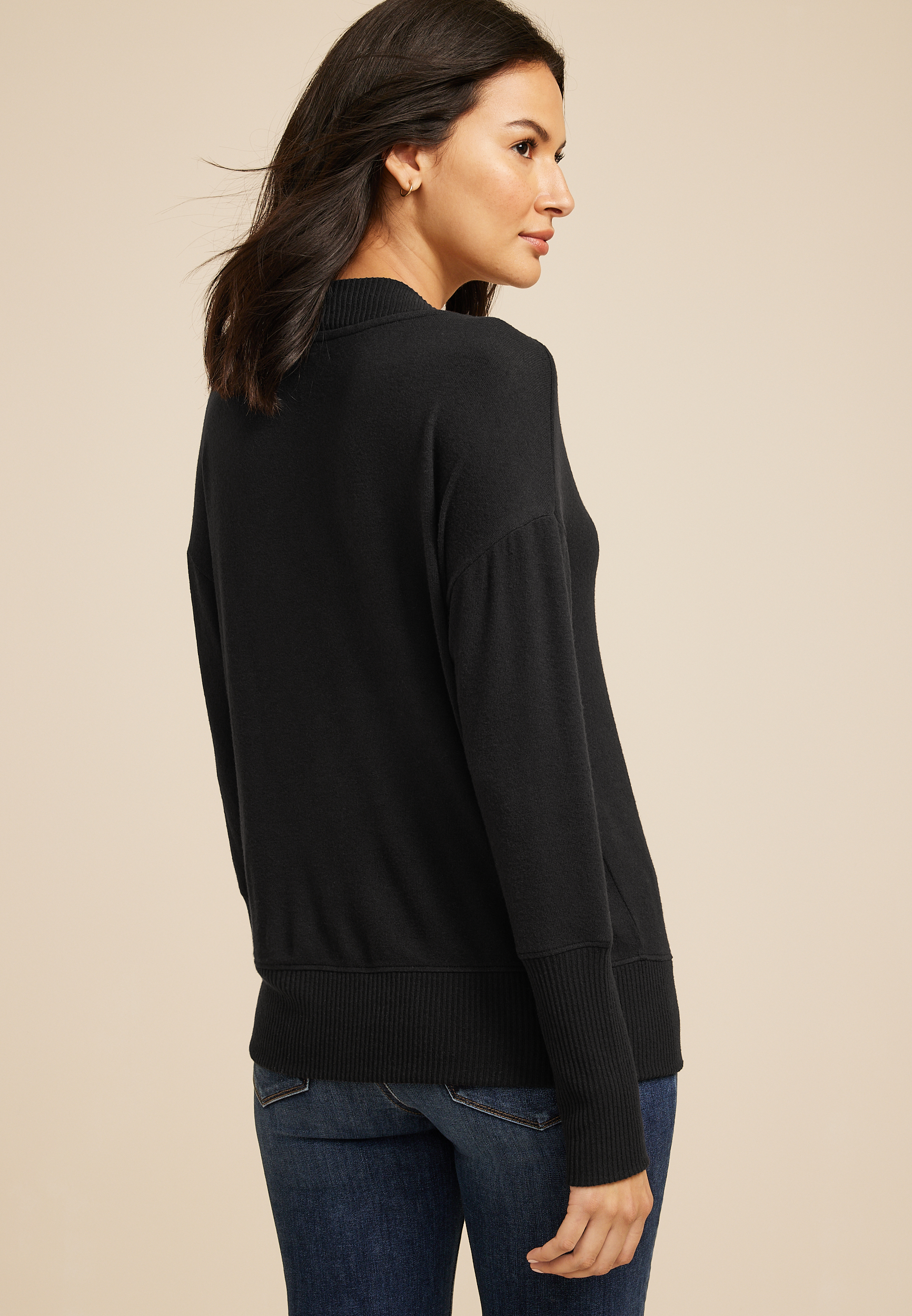 Haven V Neck Top, BLACK, large