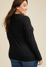 Plus Size Haven V Neck Top, BLACK, small