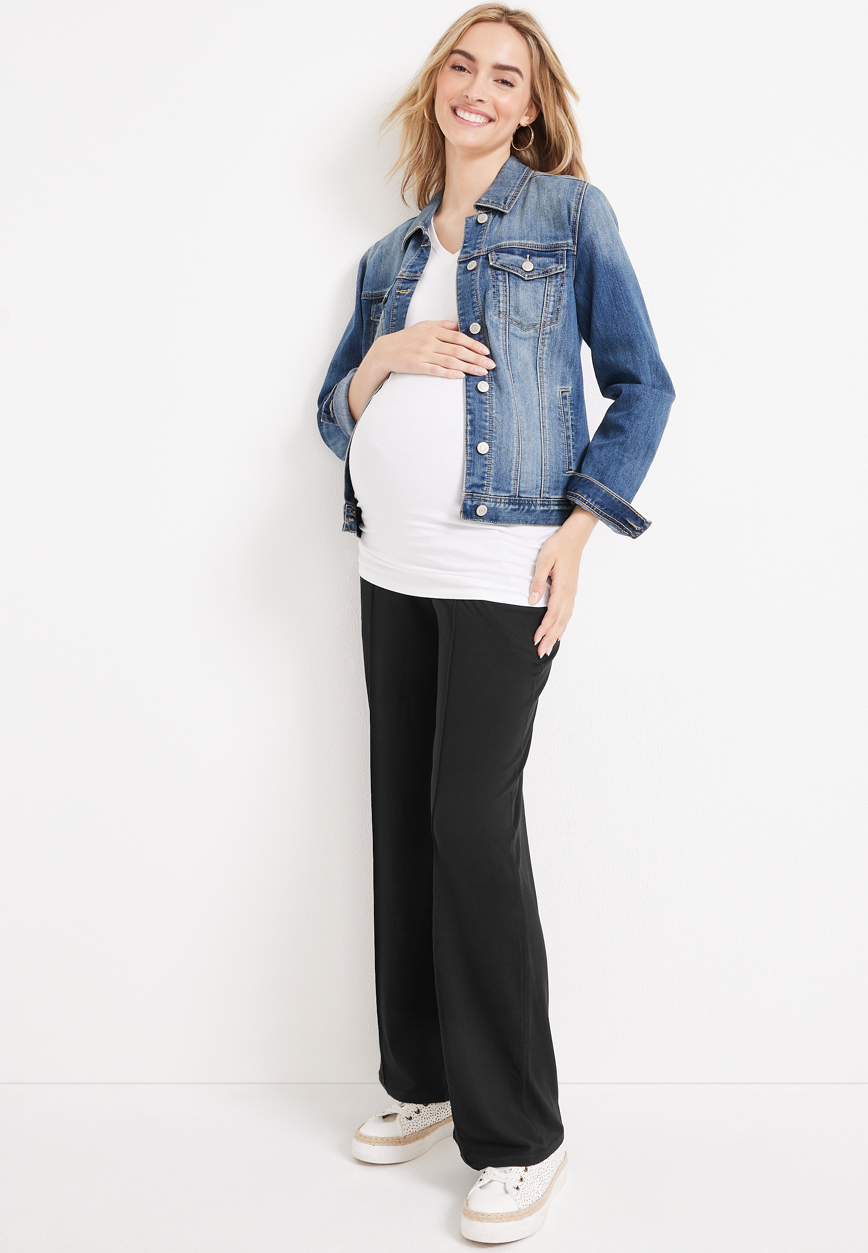Ponte Faux Leather Side Pant Maternity Pant