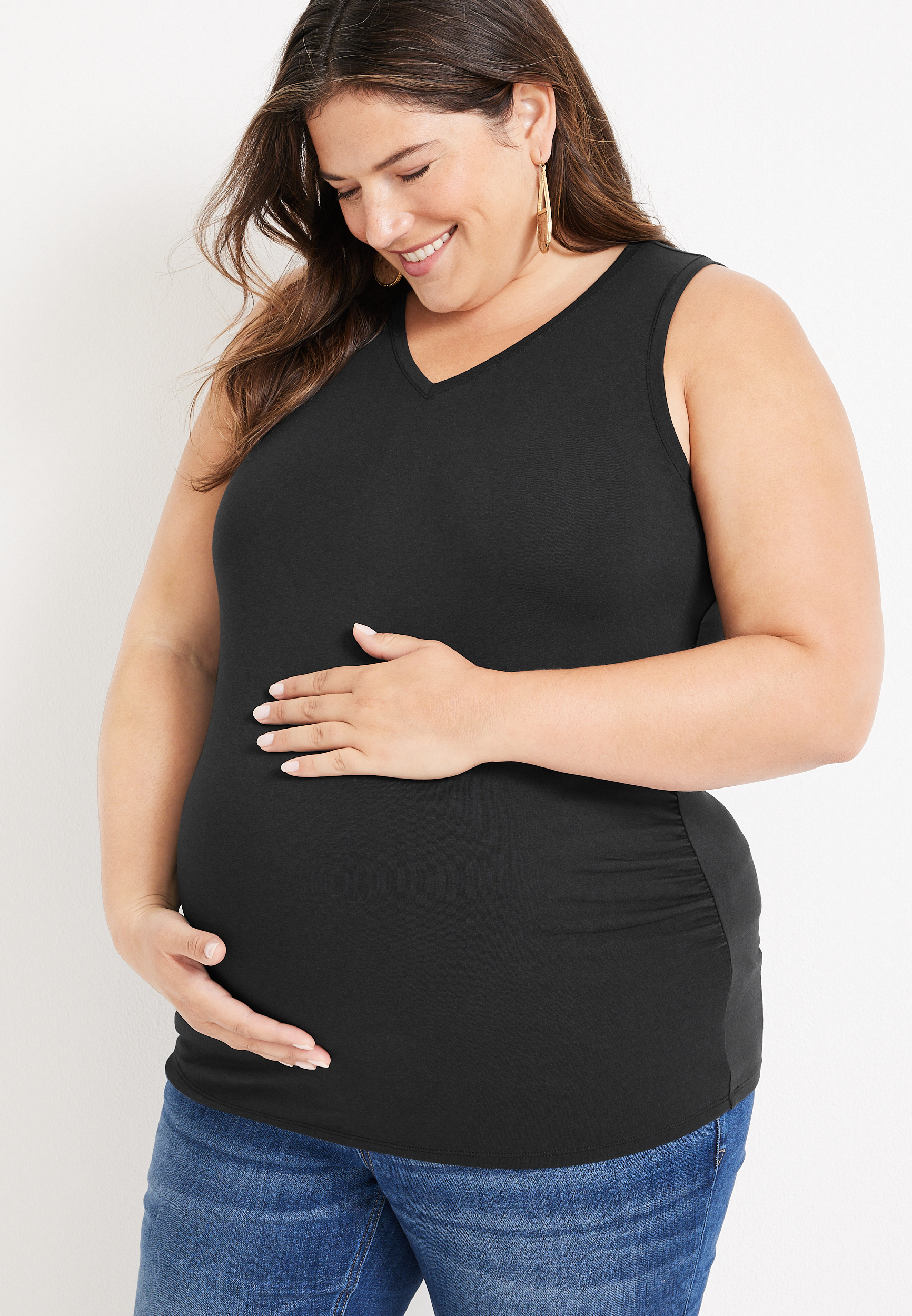 WAJCSHFS Pregnant Clothes for Women Plus Size Maternity Women's Maternity  Split Neck Flutter Sleeve Woven Blouse (Grey,S)