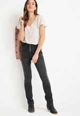 m jeans by maurices&trade; Black Barely There Bootcut High Rise Button Fly Jean, BLACK, small