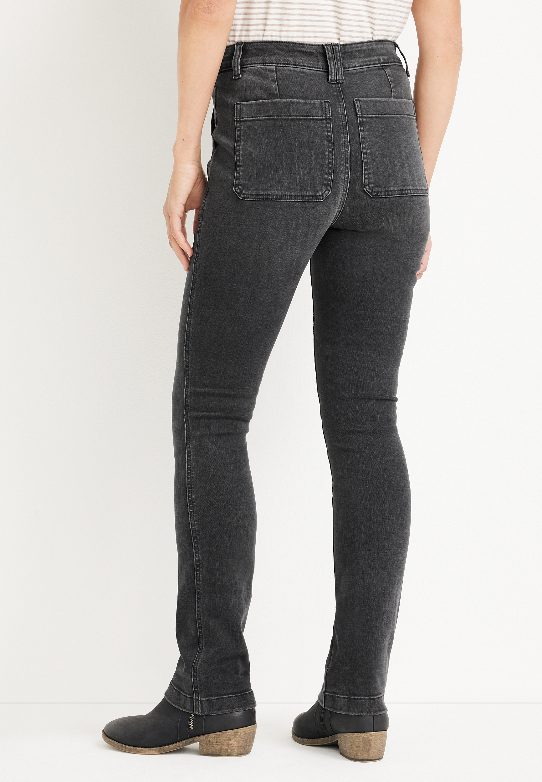 m jeans by maurices&trade; Black Barely There Bootcut High Rise Button Fly Jean, BLACK, large