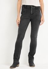 m jeans by maurices&trade; Black Barely There Bootcut High Rise Button Fly Jean, BLACK, small