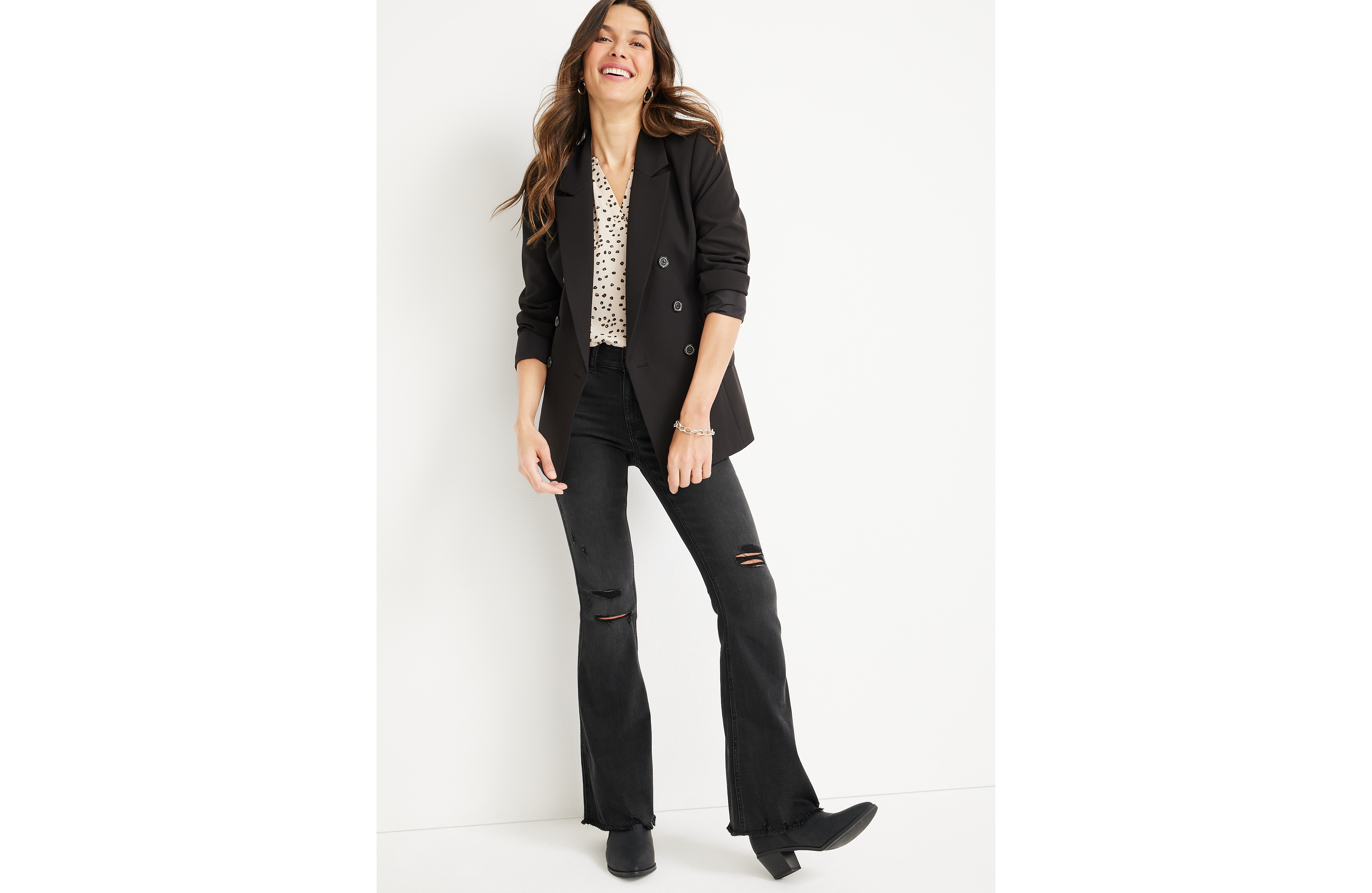 m jeans by maurices™ Flare Mid Rise Ripped Jean