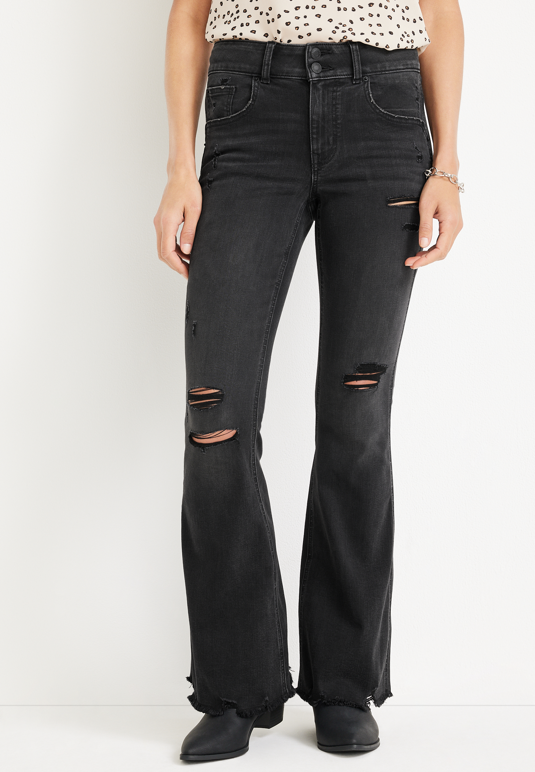 m jeans by maurices&trade; Flare Mid Rise Ripped Jean, C106, large