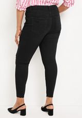 Plus Size m jeans by maurices&trade; Super Skinny Ankle Mid Rise Ripped Jean, BLACK, small