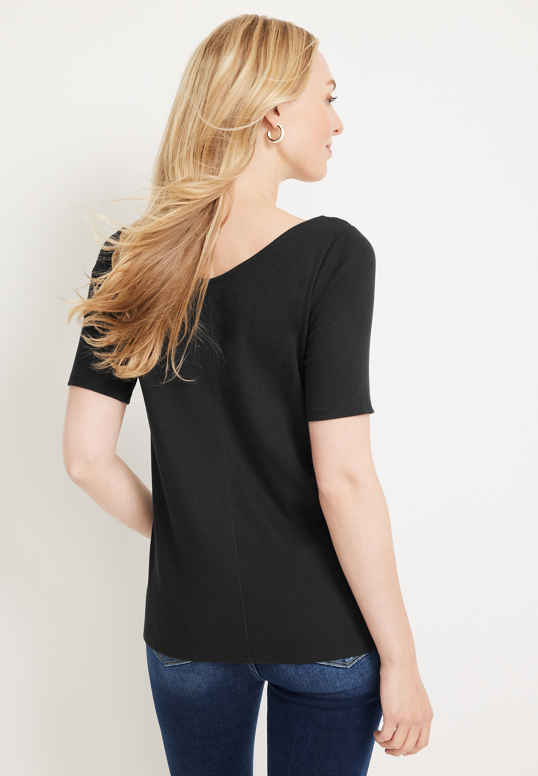 24/7 Flawless Ribbed Ballet Neck Tee, , large
