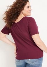 Plus Size 24/7 Flawless Ribbed Ballet Neck Tee, , small