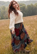 Plus Size High Rise Faux Wrap Maxi Skirt, MULTI, small
