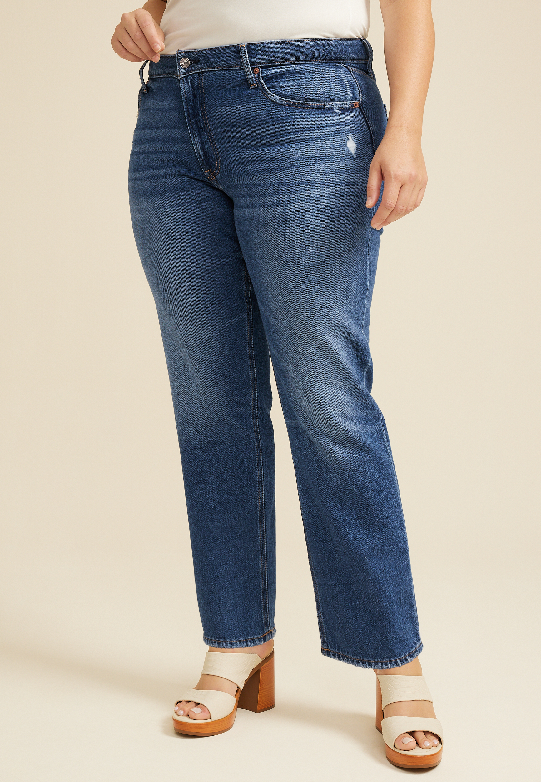Plus Size Goldie Blues™ Brooklyn Relaxed Curvy High Rise Ripped