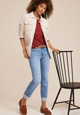 Everflex&trade; Straight Mid Rise Cuffed Hem Jean, MEDIUM SANDBLAST, small