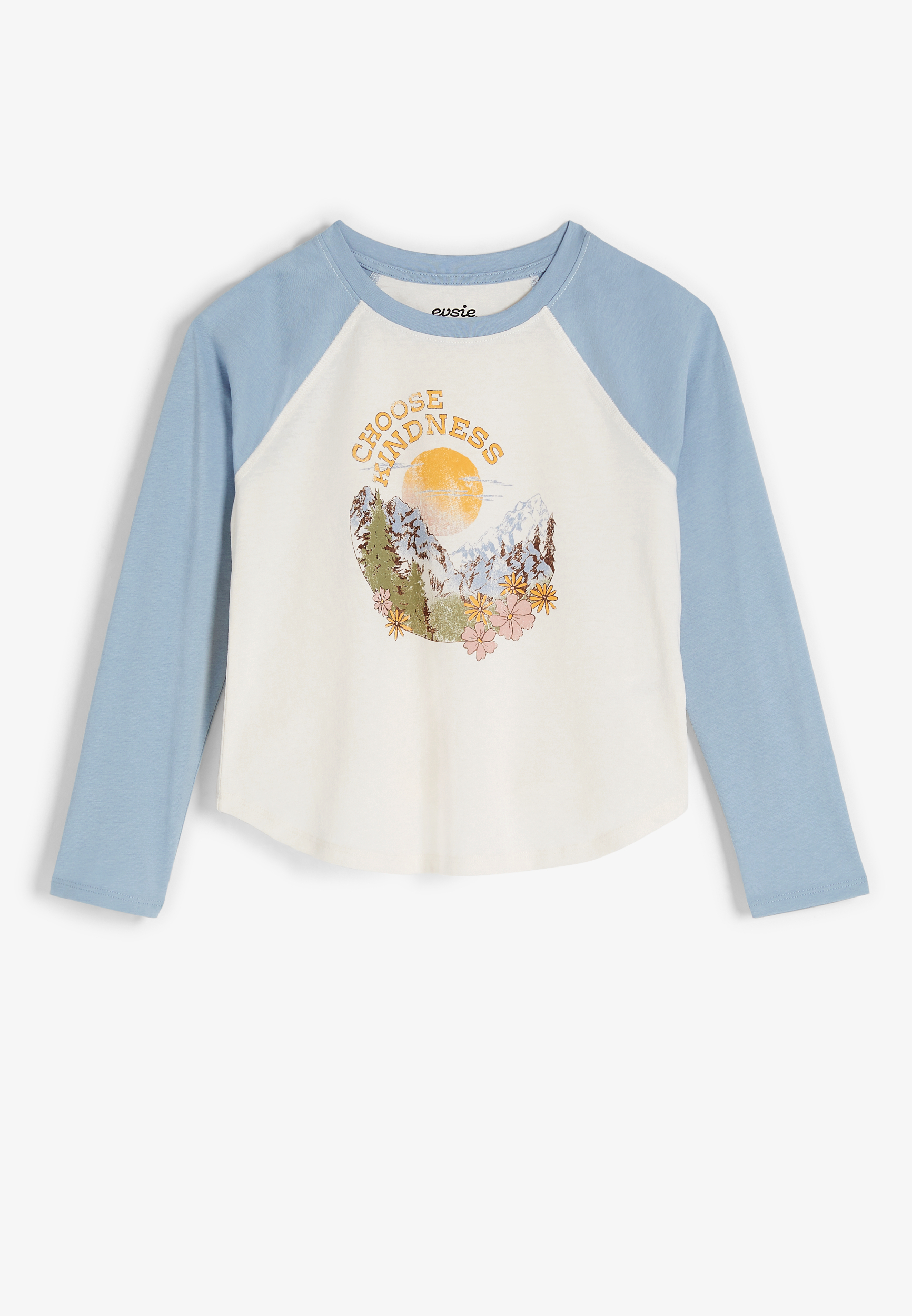 Girls Blue Choose Kindness Long Sleeve Graphic Tee | maurices