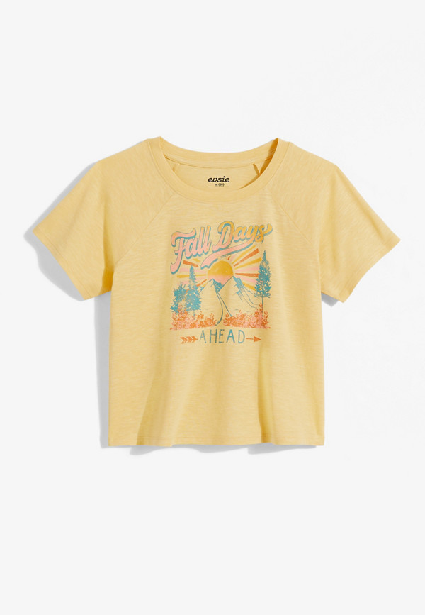 Girls Yellow Fall Days Ahead Graphic Tee | maurices