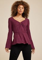 Keyhole Front Peplum Blouse, C3056, small