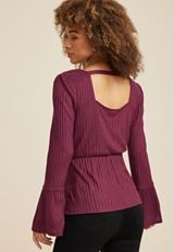 Keyhole Front Peplum Blouse, C3056, small