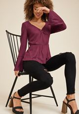 Keyhole Front Peplum Blouse, C3056, small