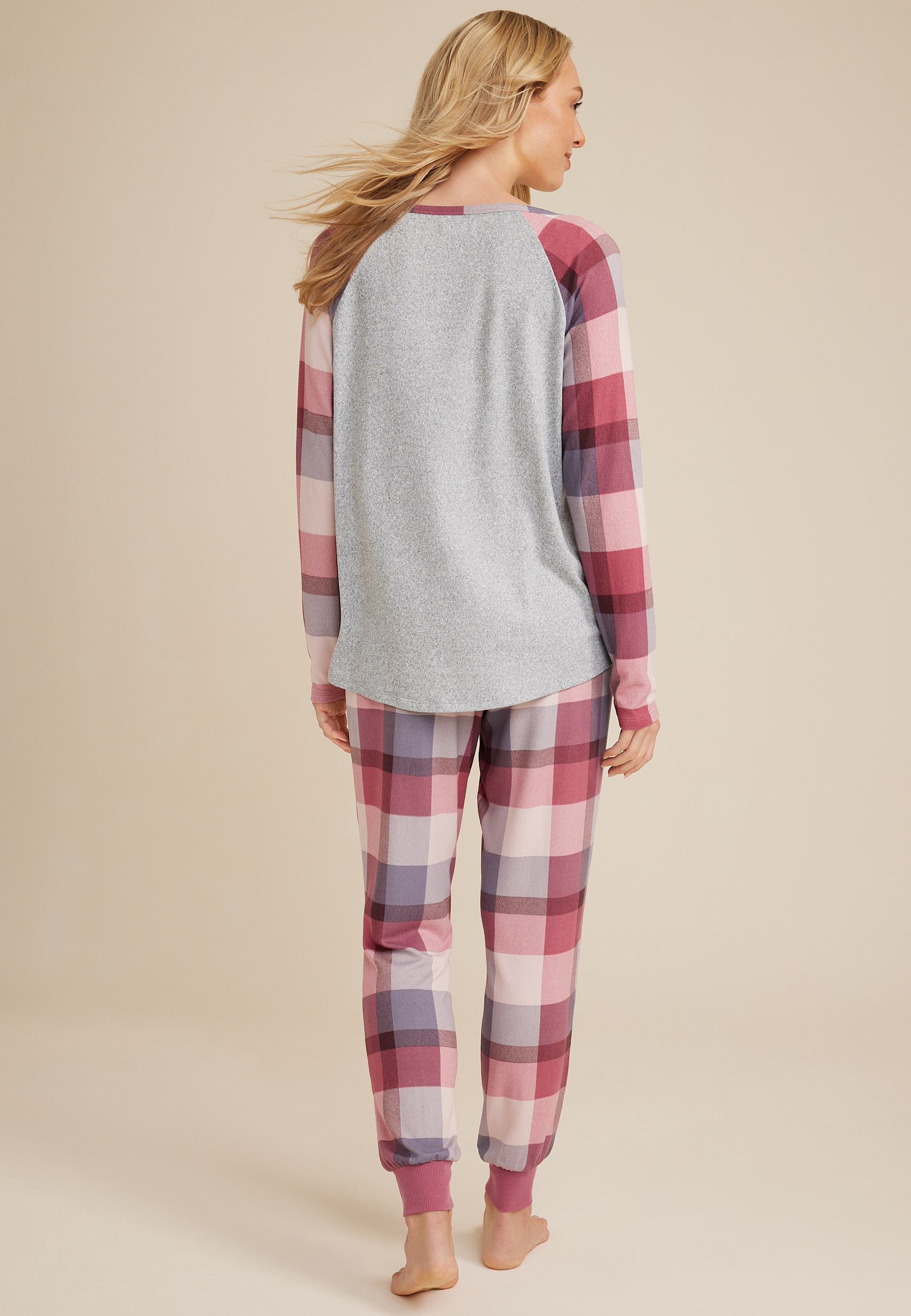 Long Sleeve Tee And Jogger Pajama Set, C217, large
