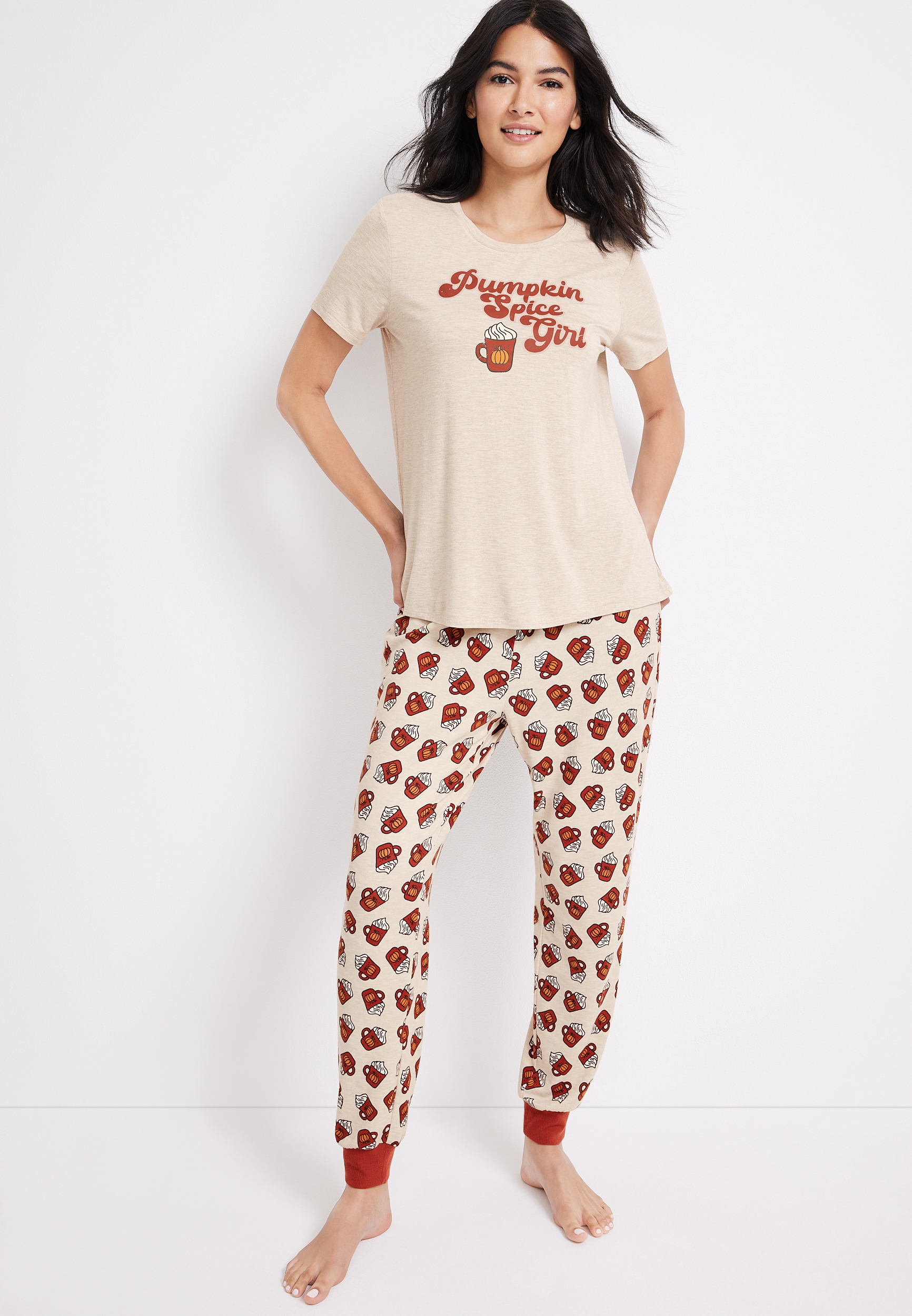 Pumpkin Spice Girl Graphic Tee And Jogger Pajama Set | maurices