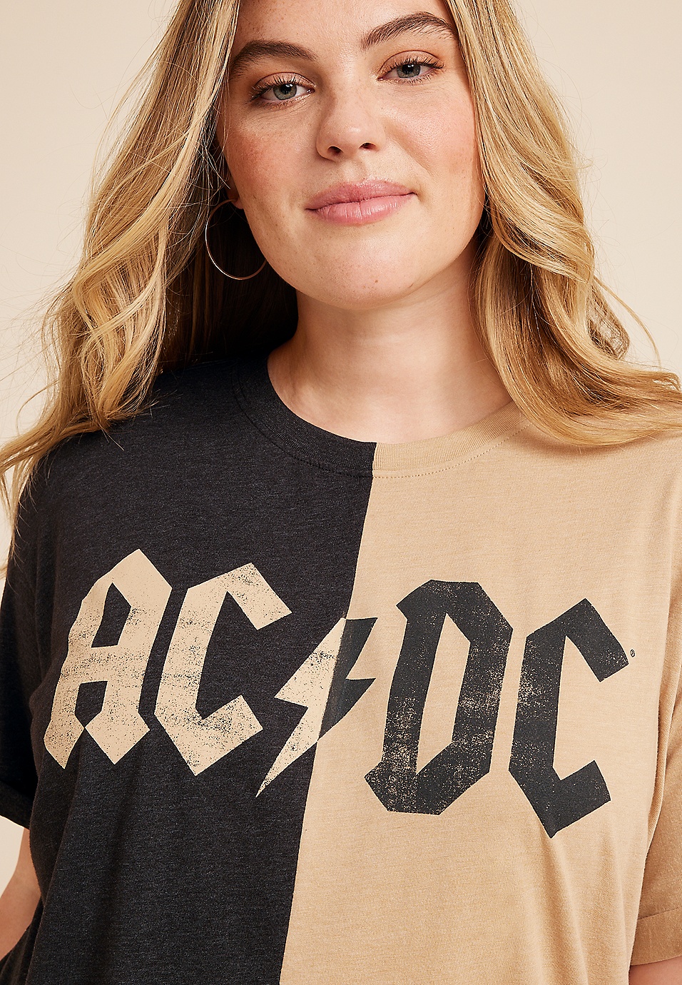 Plus Size Colorblock ACDC Tee | Graphic Boyfriend maurices