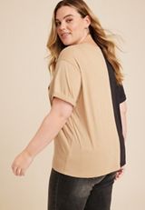 Plus Size Colorblock ACDC Boyfriend Graphic Tee, C1756, small
