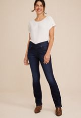 m jeans by maurices&trade; Cool Comfort Crossover Pull On High Rise Barely Boot Jean, , small