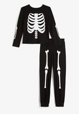 Youth Skeleton Family Pajamas, BLACK, small
