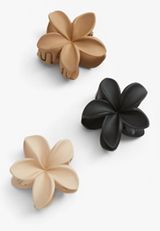 3 Pack Flower Shape Claw Hair Clips, MULTI, small