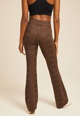 Brown Plaid Flare Super High Rise Luxe Legging, C3681, small