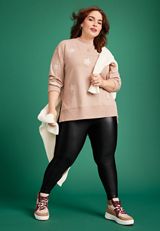 Plus Size High Rise Liquid Shine Legging, C106, small