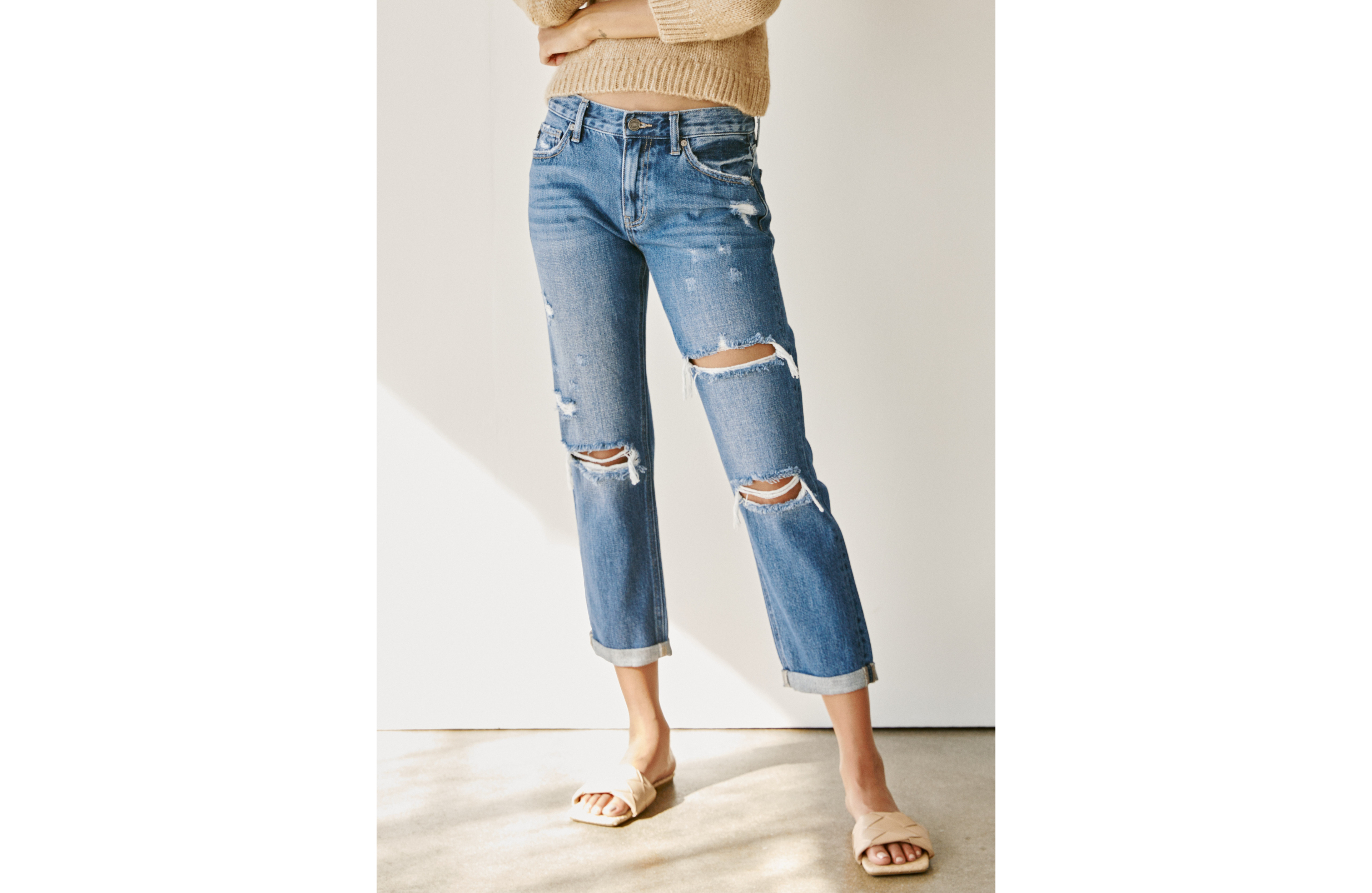 KanCan™ Ankle Boyfriend Nonstretch Mid Rise Ripped Jean