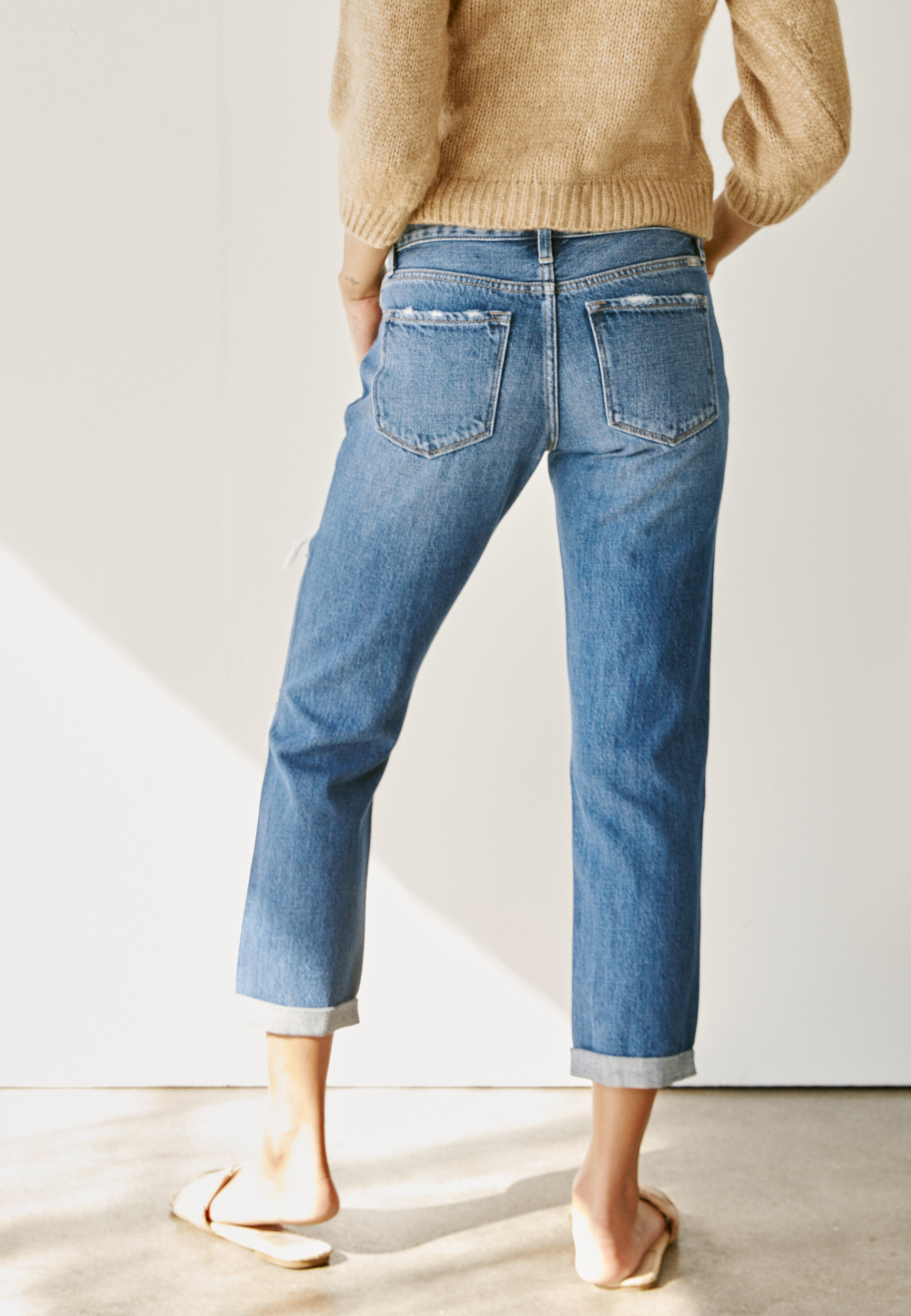 KanCan&trade; Ankle Boyfriend Nonstretch Mid Rise Ripped Jean, C3337, large