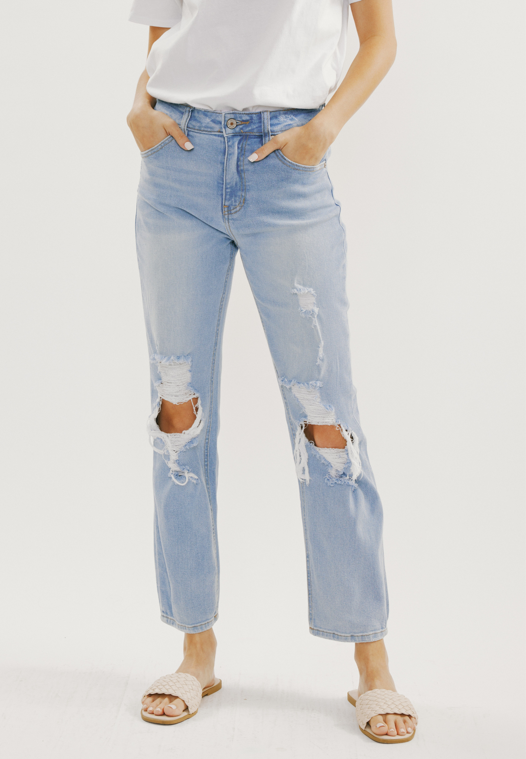 KanCan&trade; Ankle Slim Straight High Rise Ripped Jean, C2806, large