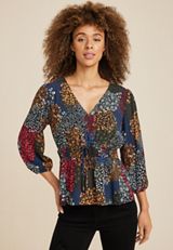 Floral Smocked Peplum Top, C1524, small