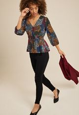 Floral Smocked Peplum Top, C1524, small