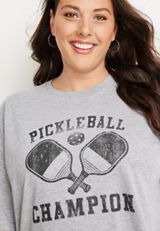 Plus Size Pickleball Champion Graphic Tee, MEDIUM HEATHER GRAY, small