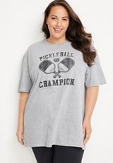 Plus Size Pickleball Champion Graphic Tee, MEDIUM HEATHER GRAY, small