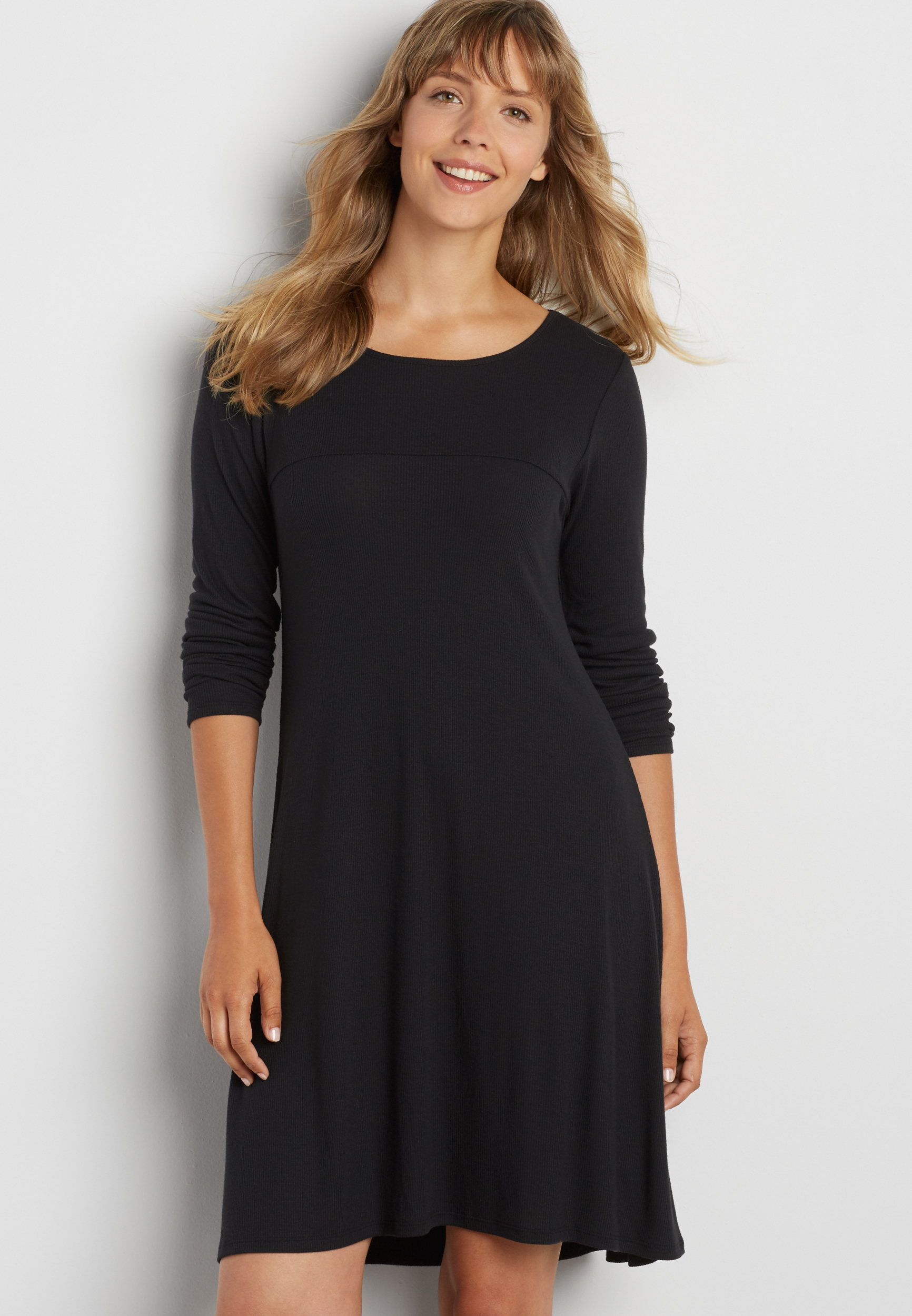 ribbed dress with long sleeves | maurices