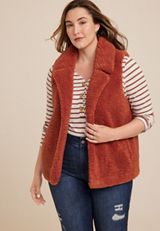 Plus Size Teddy Sherpa Vest, C5722, small