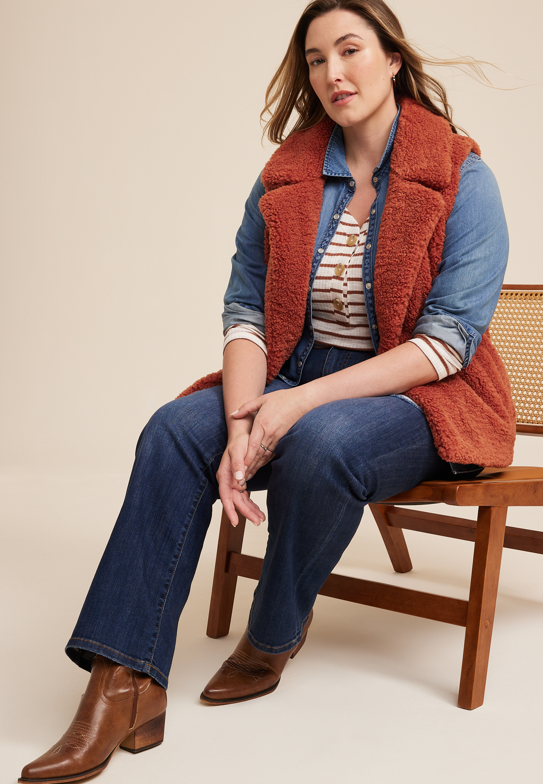 Plus Size Teddy Sherpa Vest, C5722, large