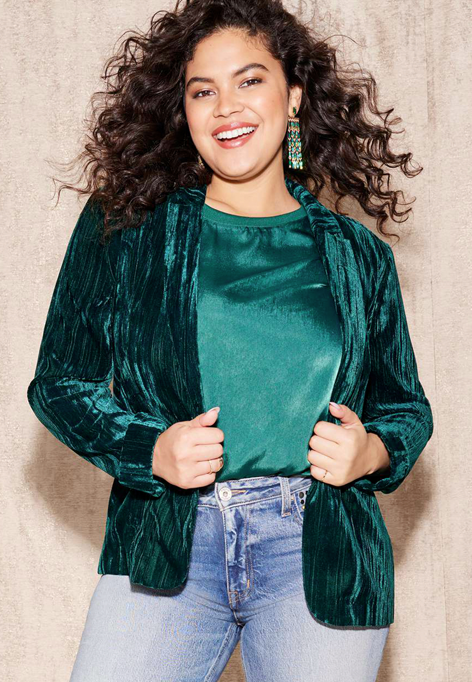 Versa Green Velvet Blazer, C9041, large