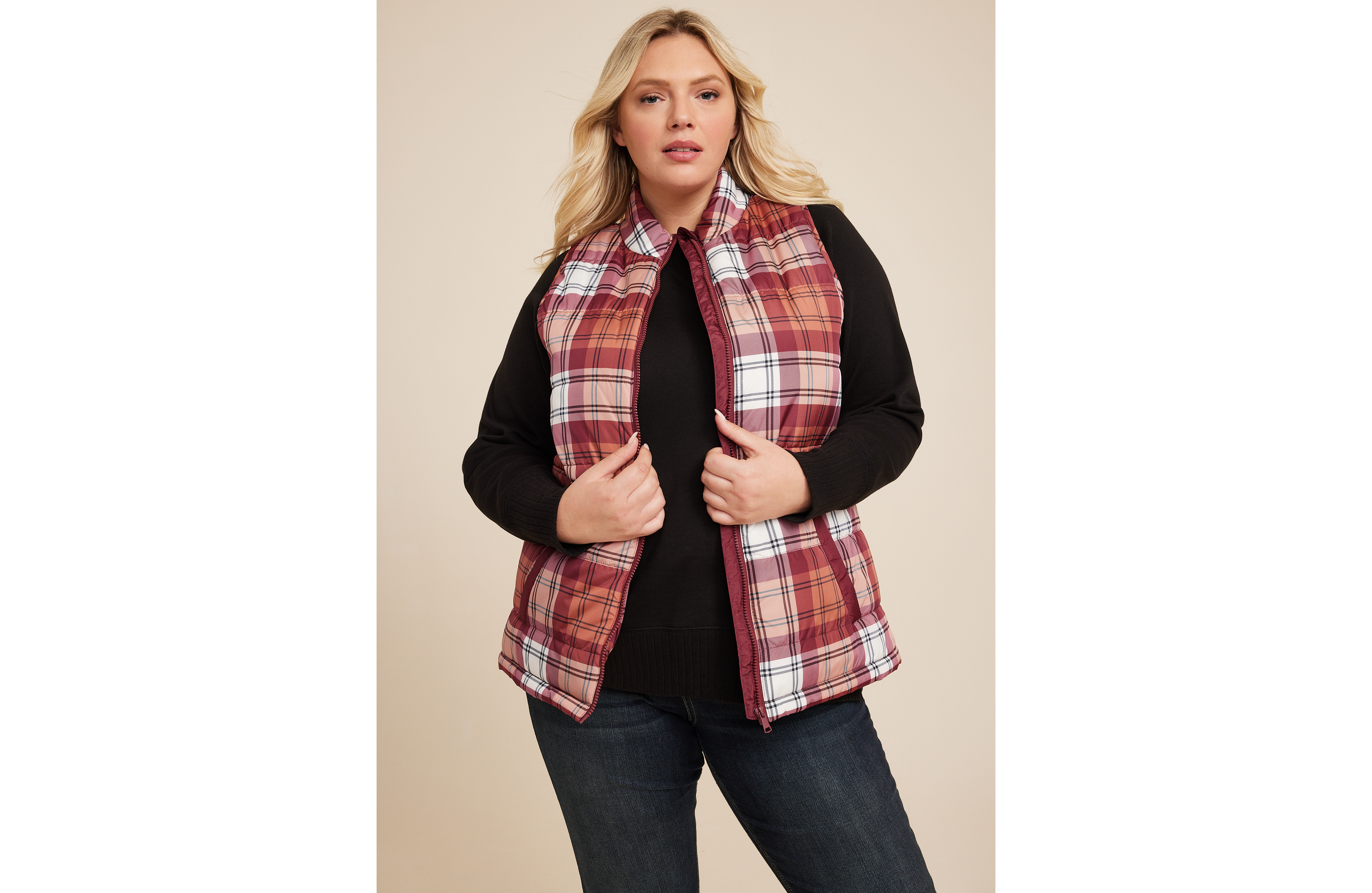 Plus Size Plaid Vest