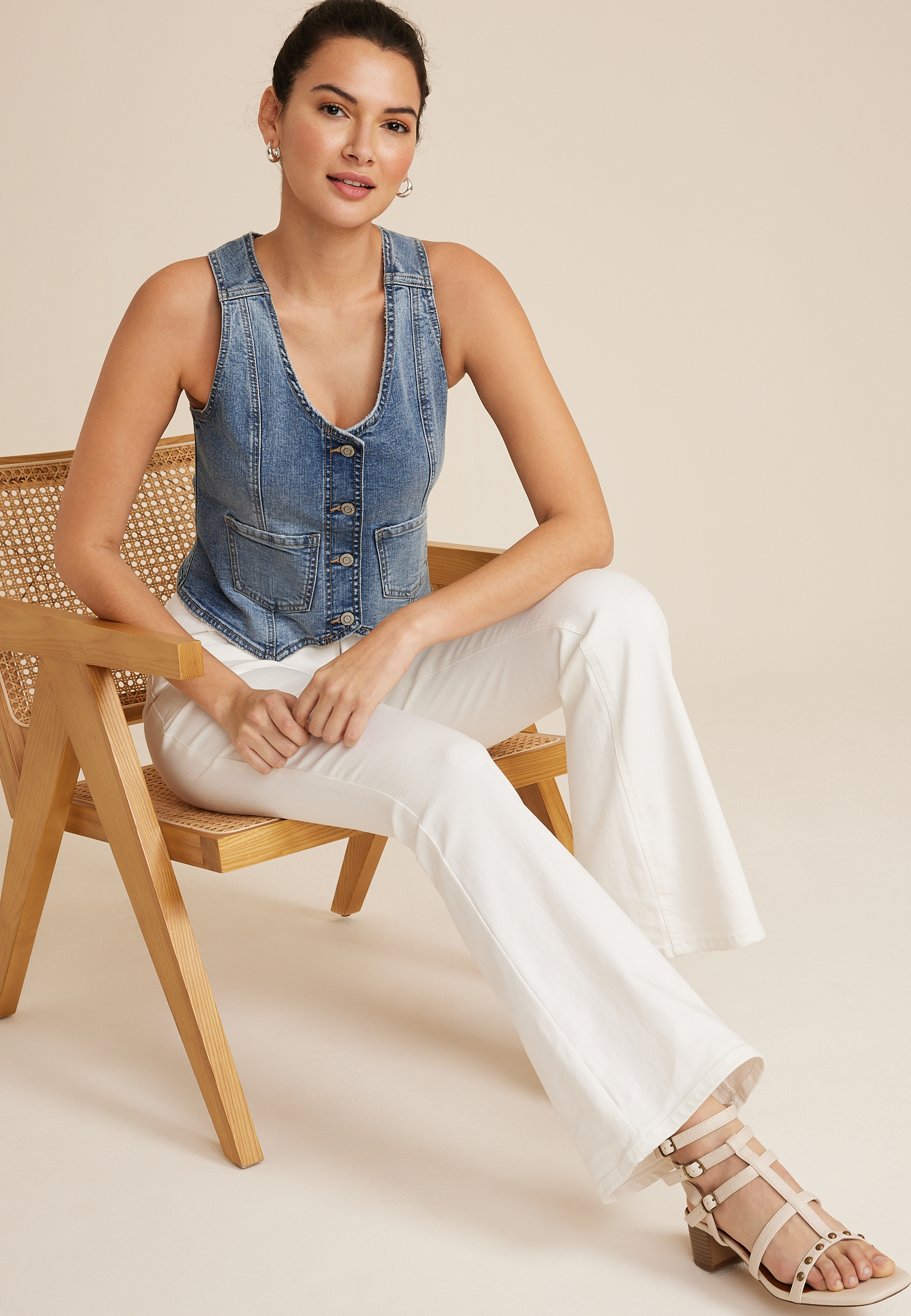 Fitted Denim Vest, C3337, large