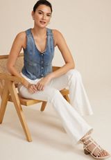 Fitted Denim Vest, C3337, small